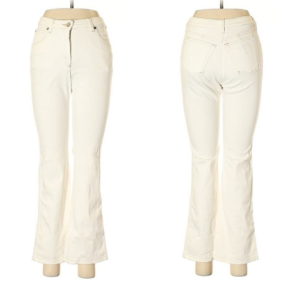 ❤️‍ VINTAGE 90s Designer Armani Collezioni Ivory Mid Rise Jeans Sz 4 ~ Versatile
